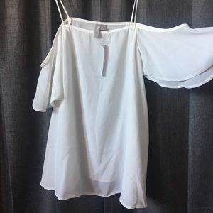 Open shoulder white blouse